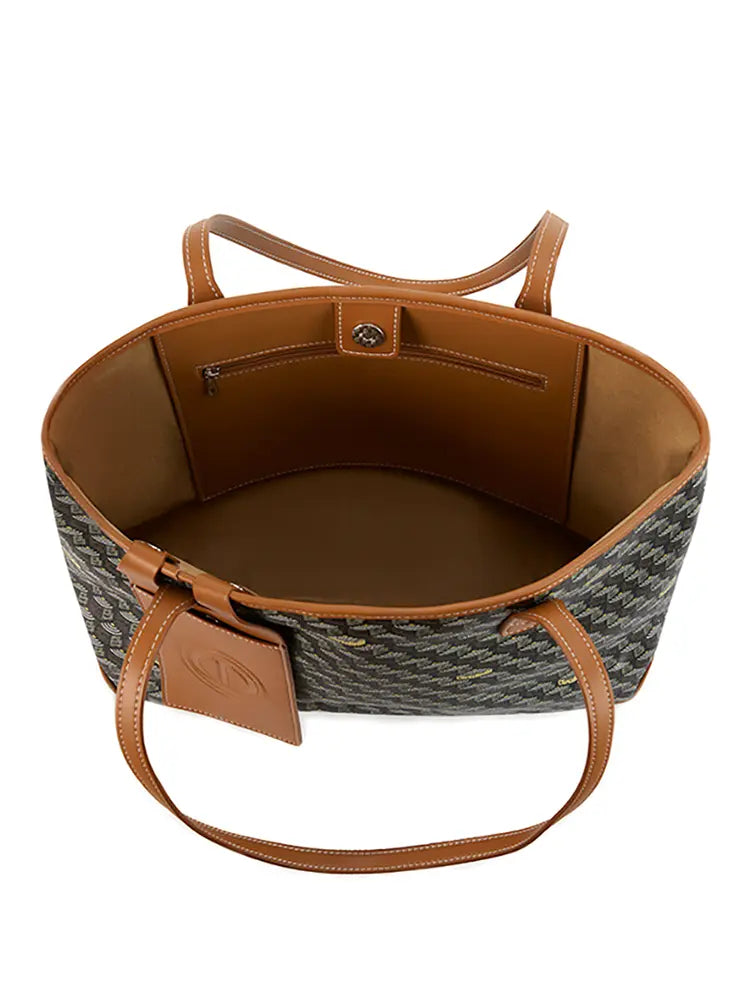 Sac fourre-tout horizontal grande capacité à monogramme vintage