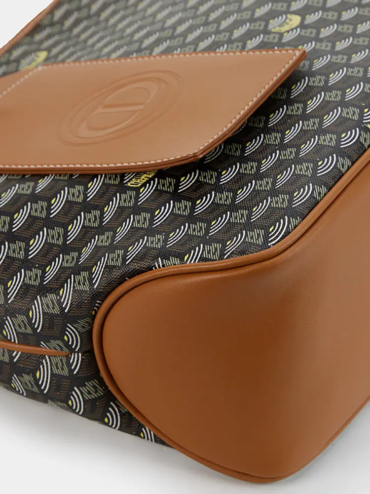 Sac fourre-tout horizontal grande capacité à monogramme vintage