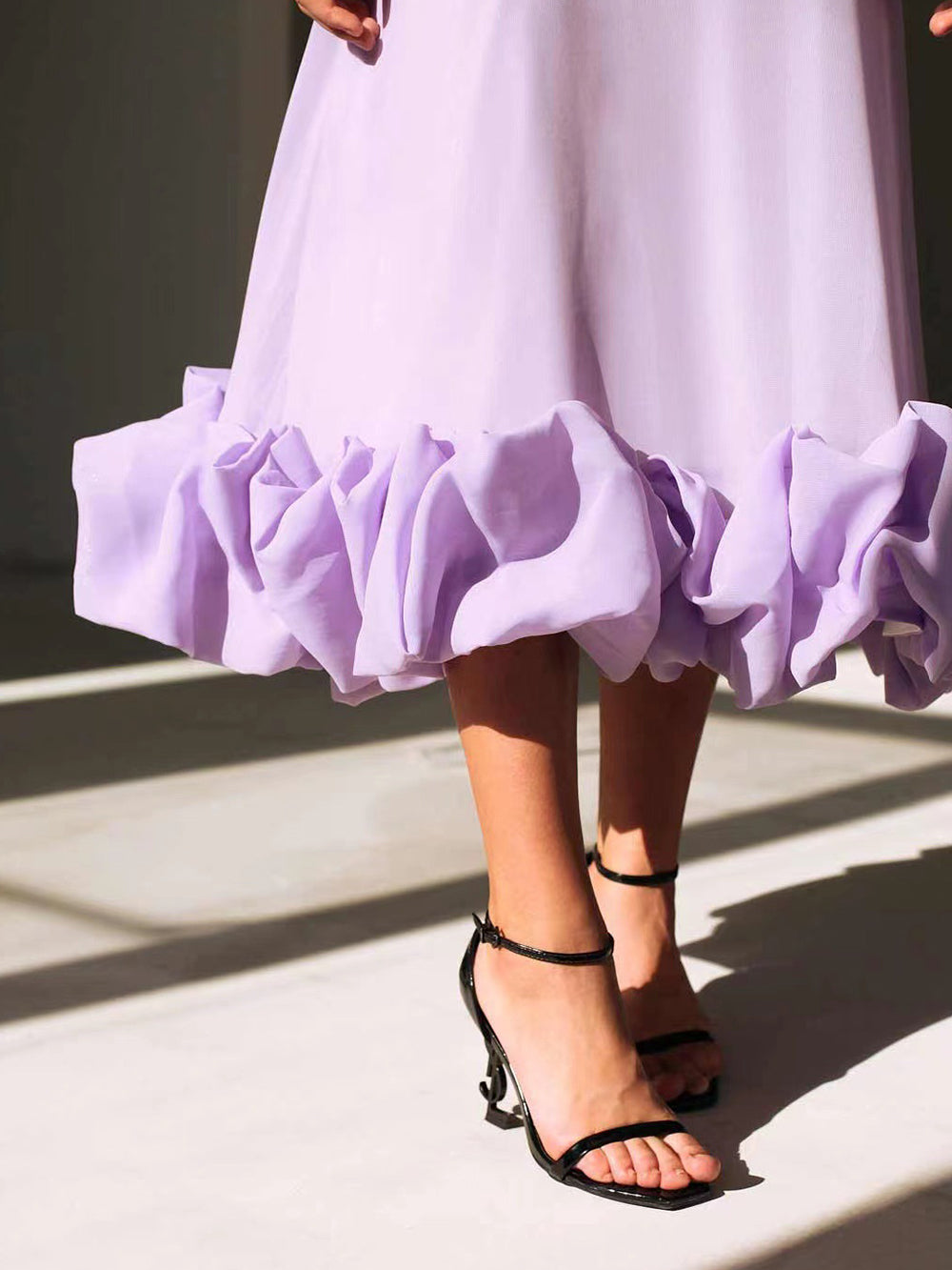 Robe longue bustier à volants