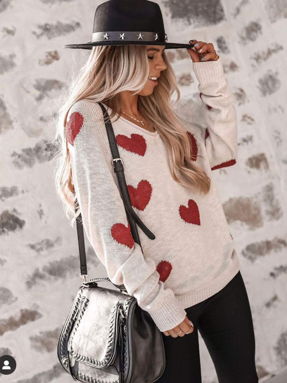 Pull en tricot à col en V pour la Saint-Valentin