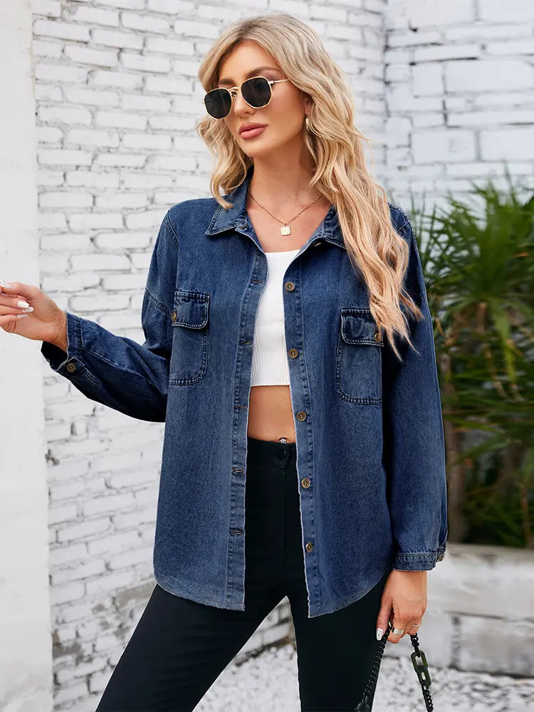 Chemise décontractée en denim de printemps