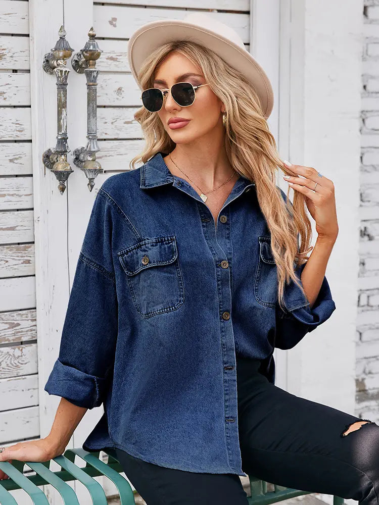 Chemise décontractée en denim de printemps