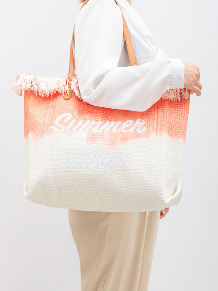 Sac fourre-tout brodé bicolore