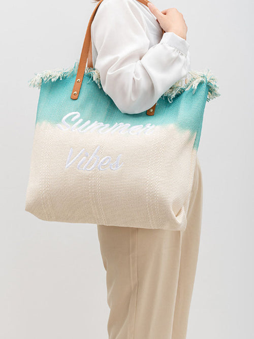 Sac fourre-tout brodé bicolore