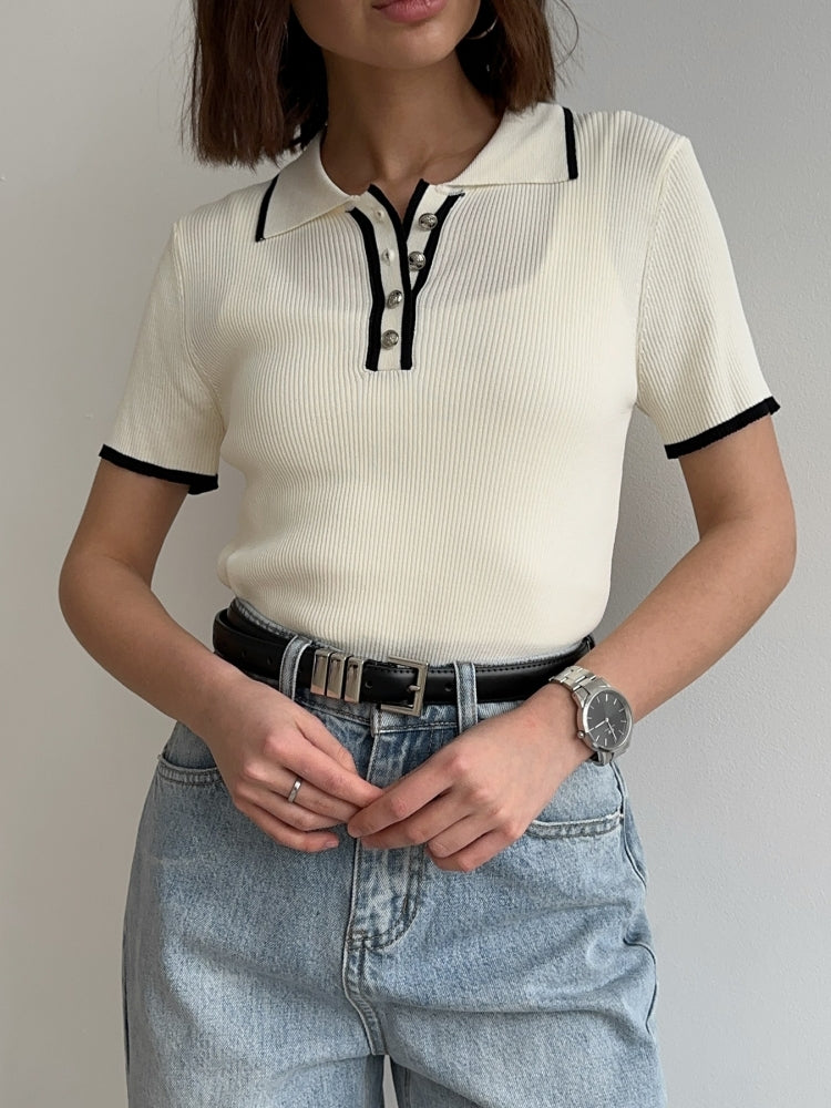 Contrast Trim Knit Top