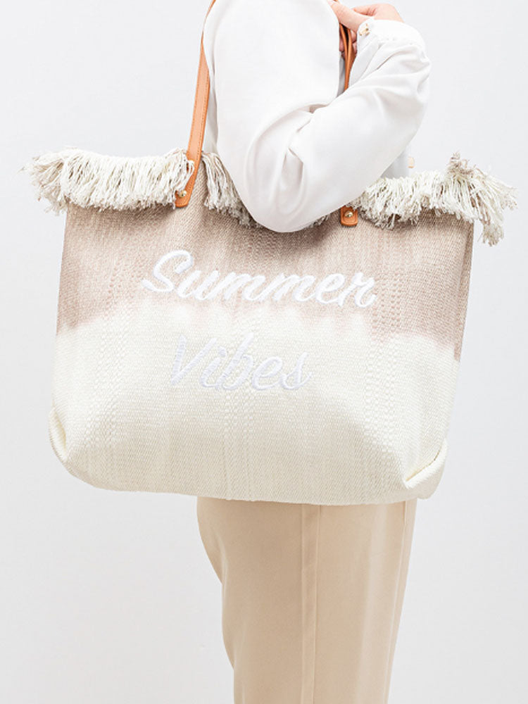 Sac fourre-tout brodé bicolore