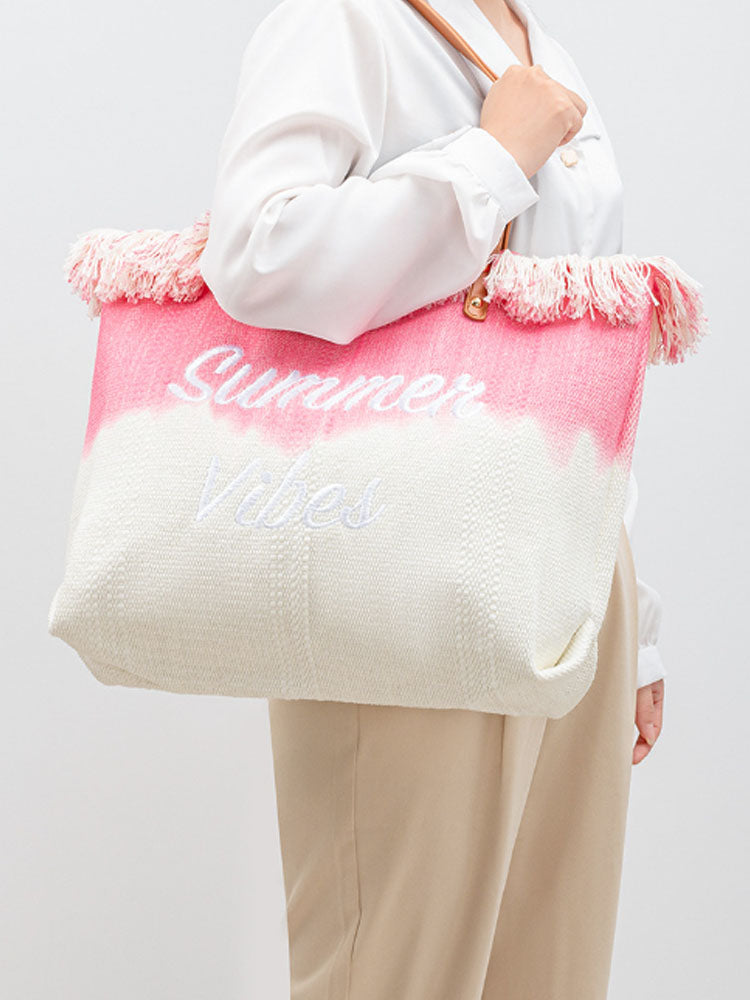 Sac fourre-tout brodé bicolore