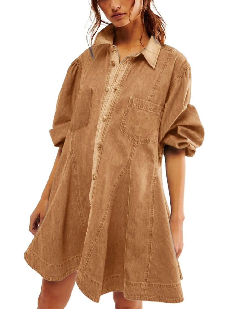 Robe en jean à détails boutonnés