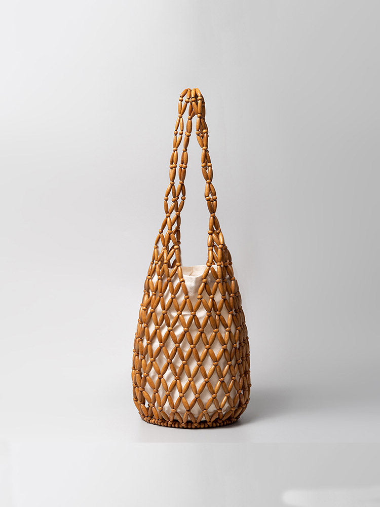 Sac seau en perles de bois
