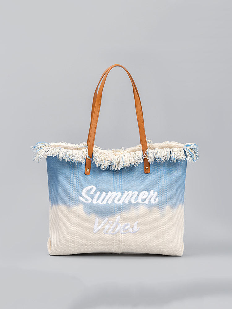 Sac fourre-tout brodé bicolore