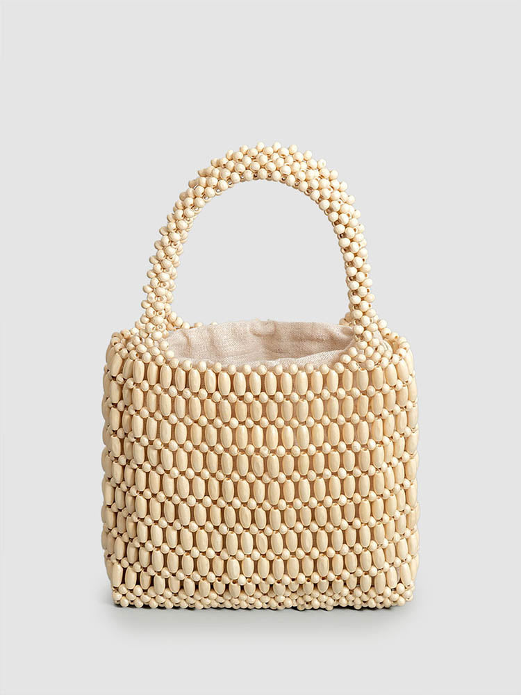 Handwoven Wooden Bead Square Bag