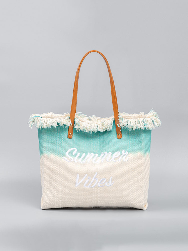 Sac fourre-tout brodé bicolore