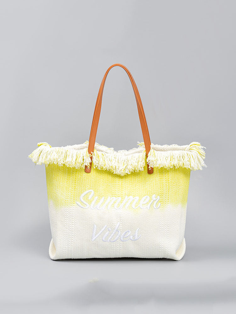 Sac fourre-tout brodé bicolore