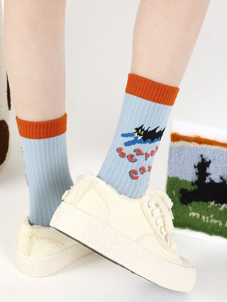 Adorable Cartoon Cotton Socks-Fluffy Cat