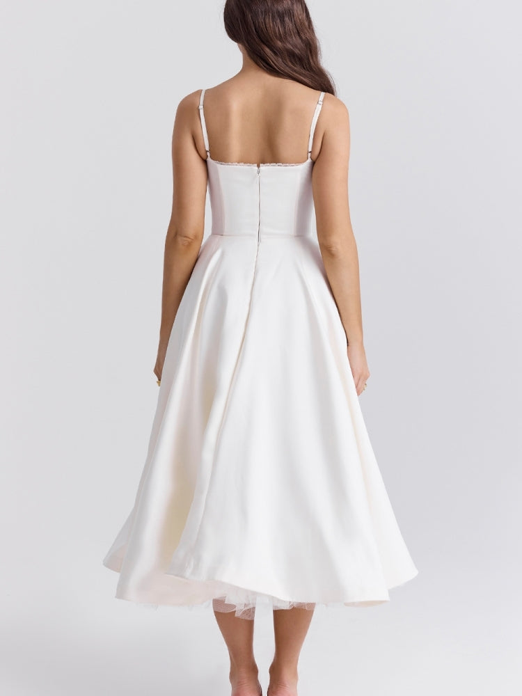 Robe midi en tulle blanc