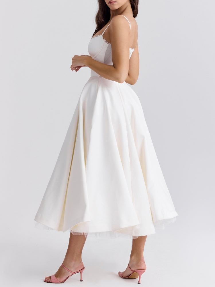 Robe midi en tulle blanc
