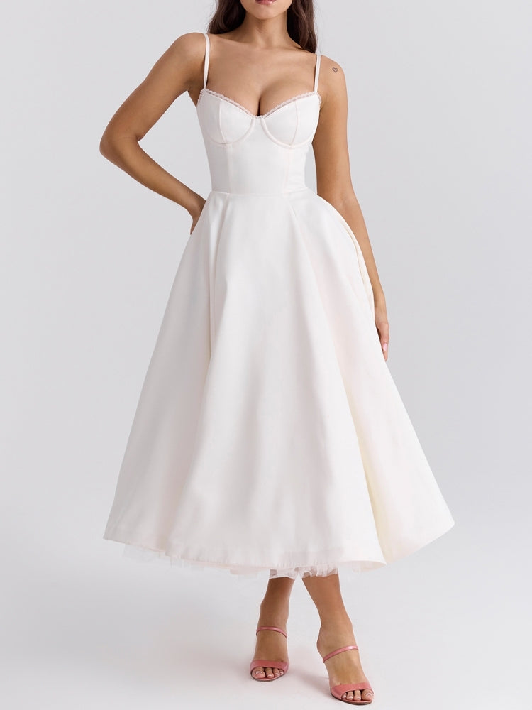 Robe midi en tulle blanc