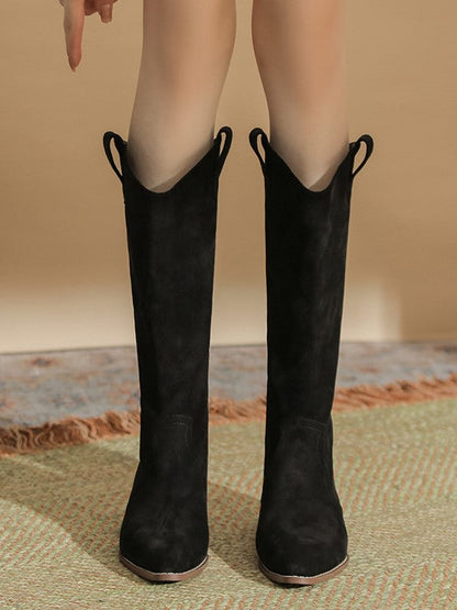Bottes à talons épais et bout pointu style chevalier rétro