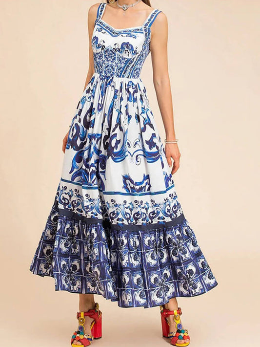 Robe ample décontractée à imprimé fronde 
