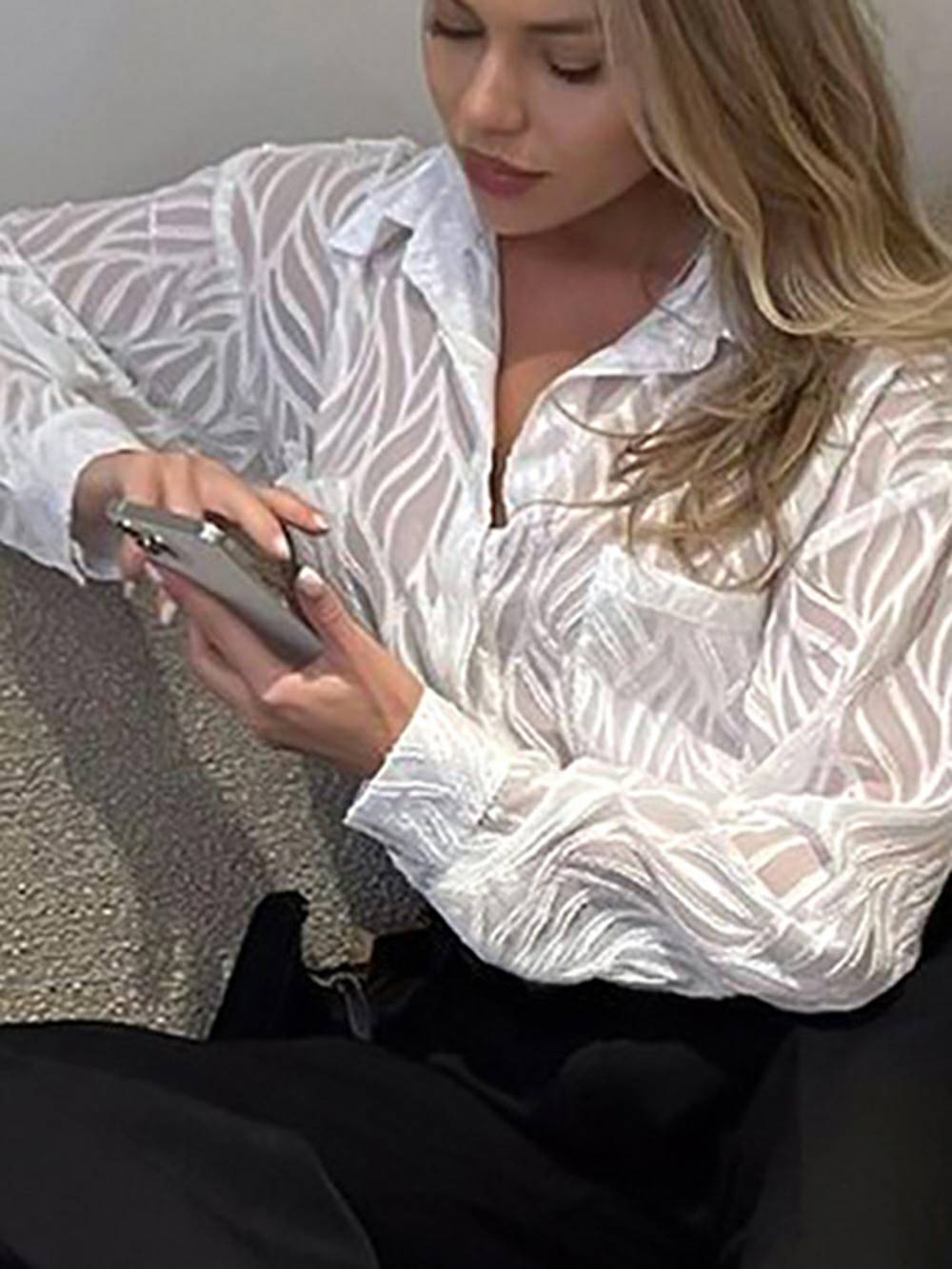 Chemisiers blancs à revers fins pour femmes, chemises élégantes à manches longues 