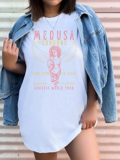 T-shirt de groupe vintage avec la déesse grecque Méduse