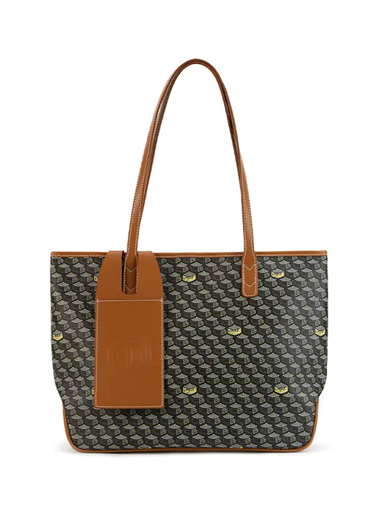 Sac fourre-tout horizontal grande capacité à monogramme vintage