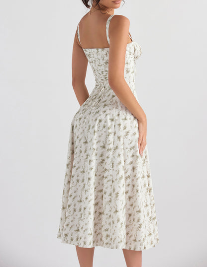 Robe nuisette à chevrons et imprimé roses 