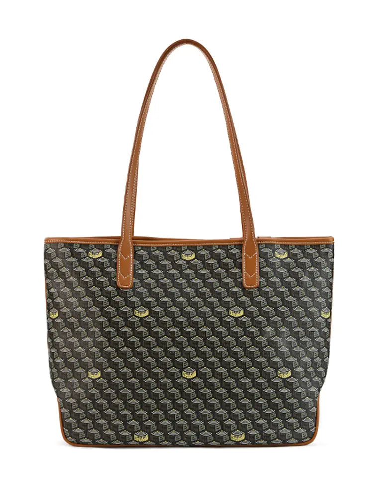 Sac fourre-tout horizontal grande capacité à monogramme vintage