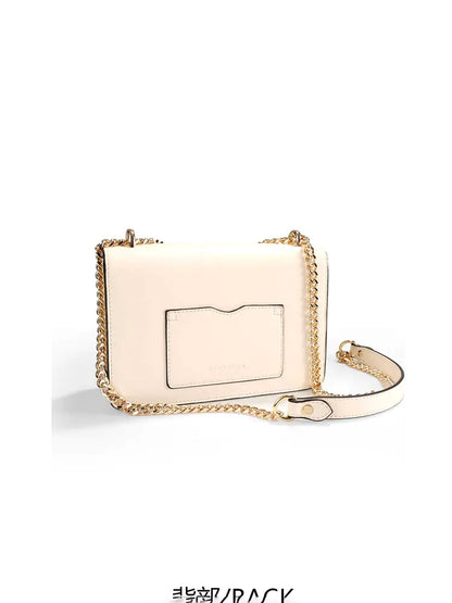 Studded Letter Print Chain Top Handle Bag