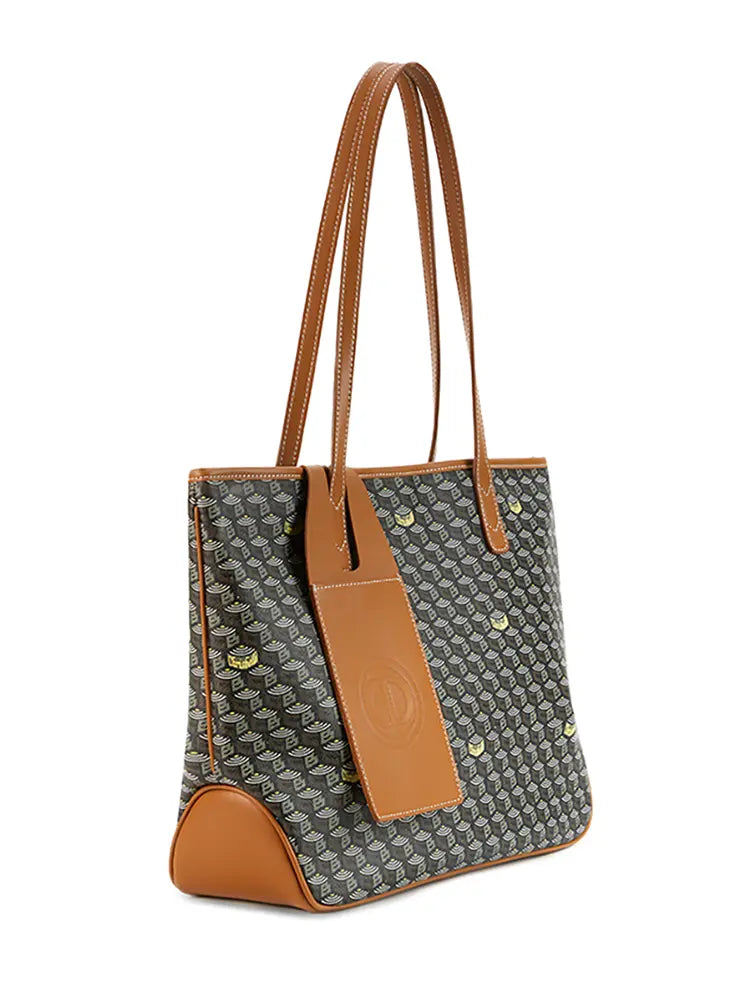 Sac fourre-tout horizontal grande capacité à monogramme vintage