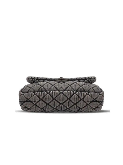 Washed Denim Quilted Chain Shoulder Bag