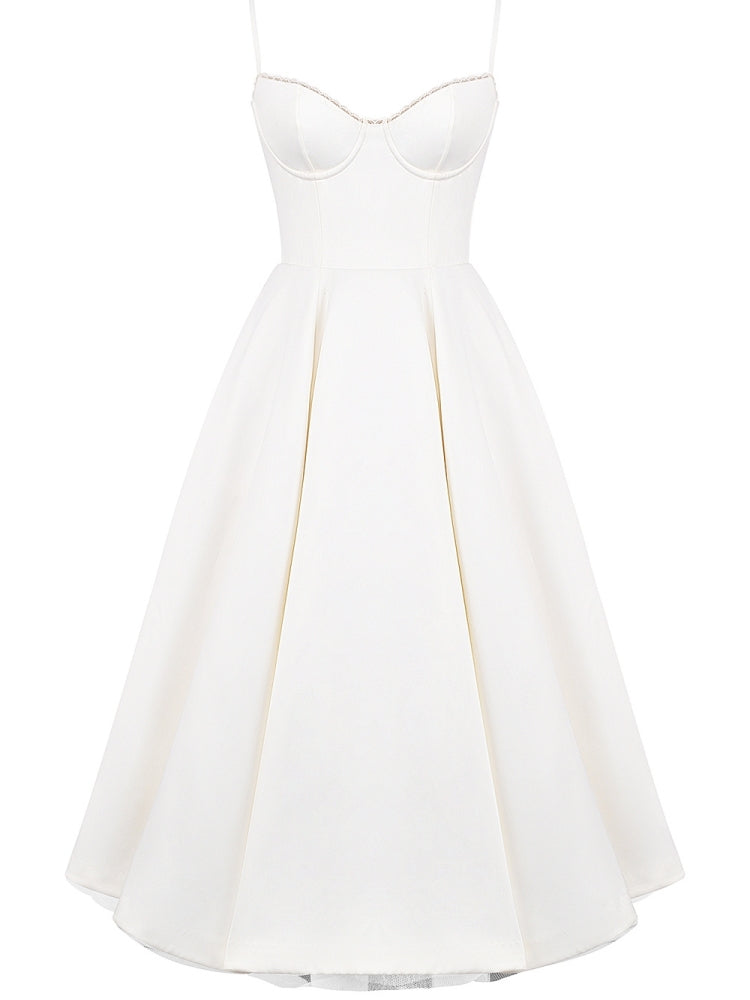 Robe midi en tulle blanc 