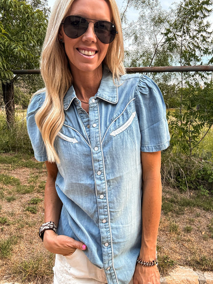 Chemise boutonnée Booker Western (bleue) 