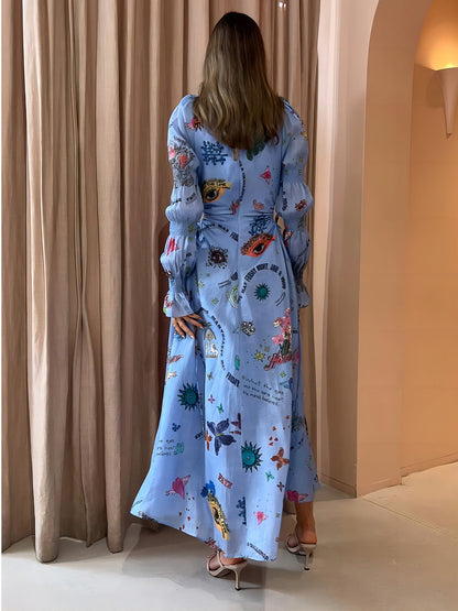 Robe courte à découpes lanterne graffiti Robe midi