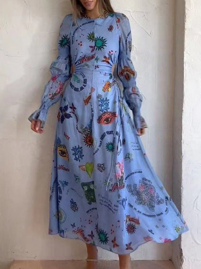 Robe courte à découpes lanterne graffiti Robe midi