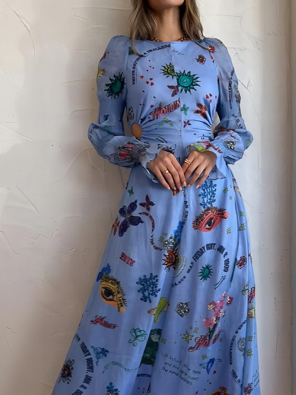 Robe courte à découpes lanterne graffiti Robe midi