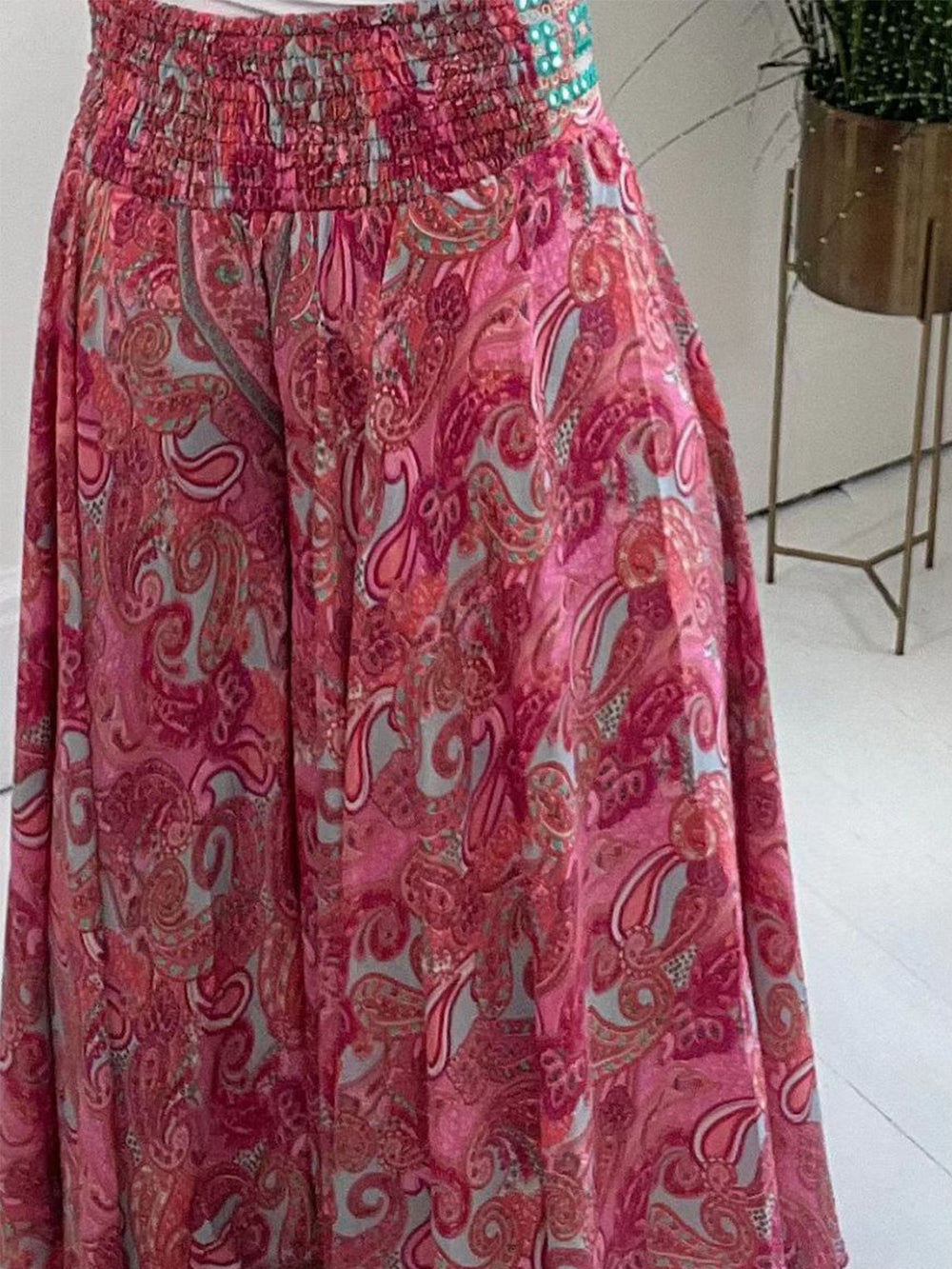 Pantalon évasé à imprimé cachemire ethnique