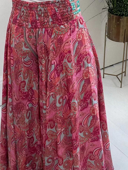 Pantalon évasé à imprimé cachemire ethnique
