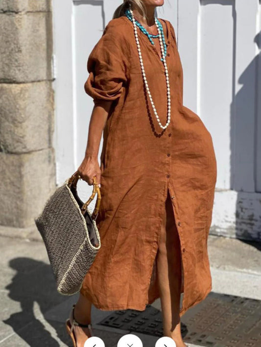 Robe boutonnée orange brûlé
