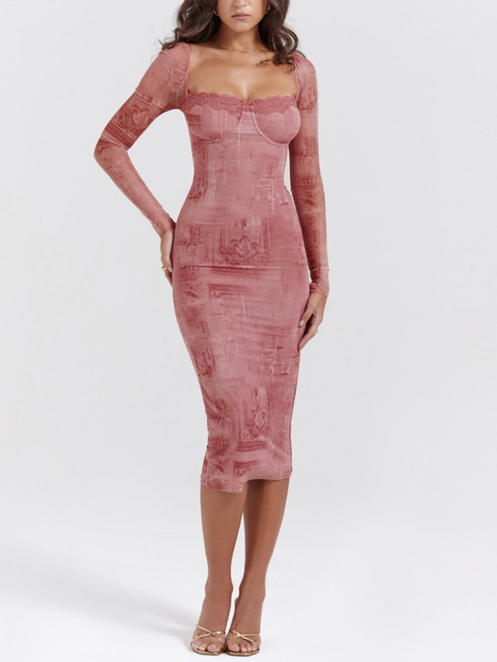 Robe corset à imprimé rose