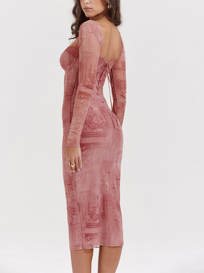 Robe corset à imprimé rose