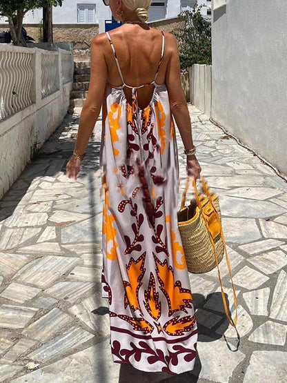Robe camisole ample à imprimé ethnique