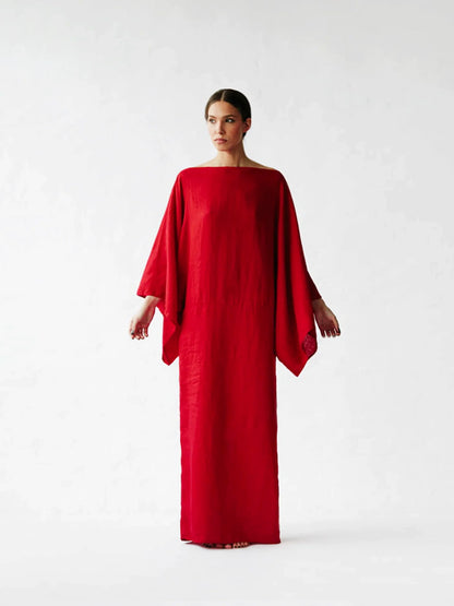 Robe kimono en lin cramoisi Breeze