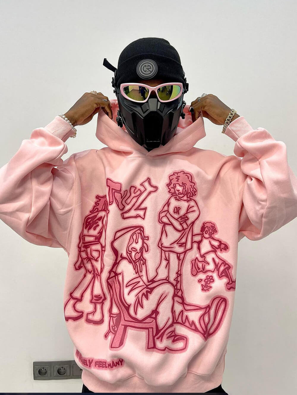 Sweat à capuche imprimé personnage de dessin animé