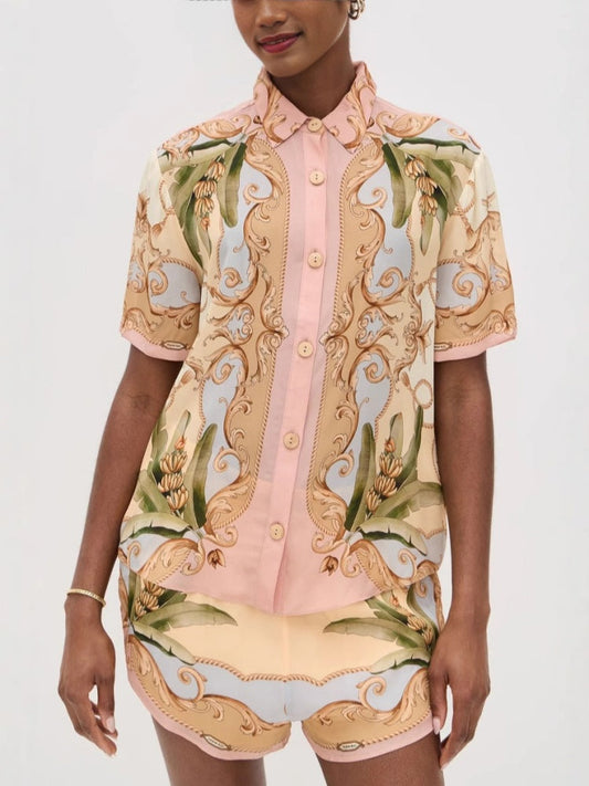 Elegant Linen Shirt & Shorts Set