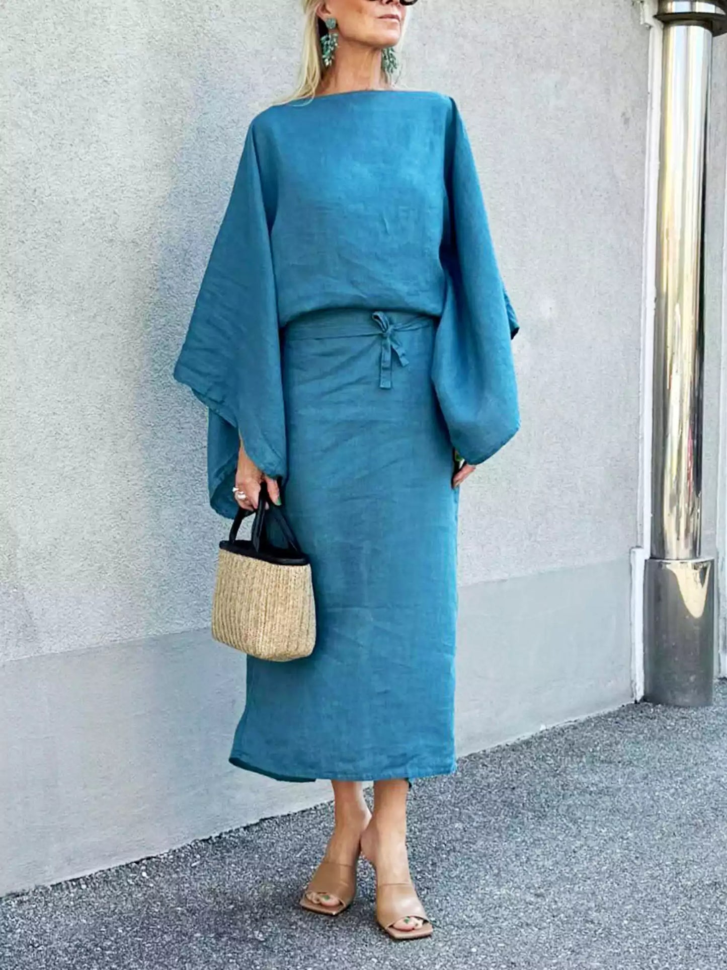 Robe kimono en lin cramoisi Breeze