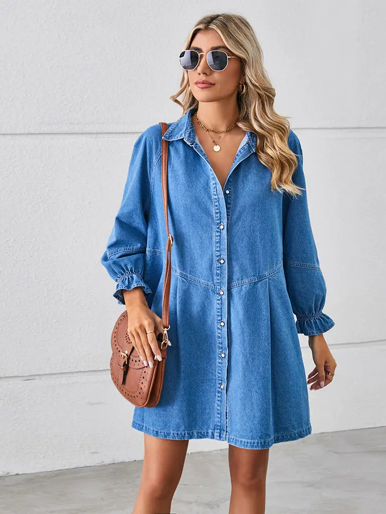 Robe ample en denim patchwork délavé 