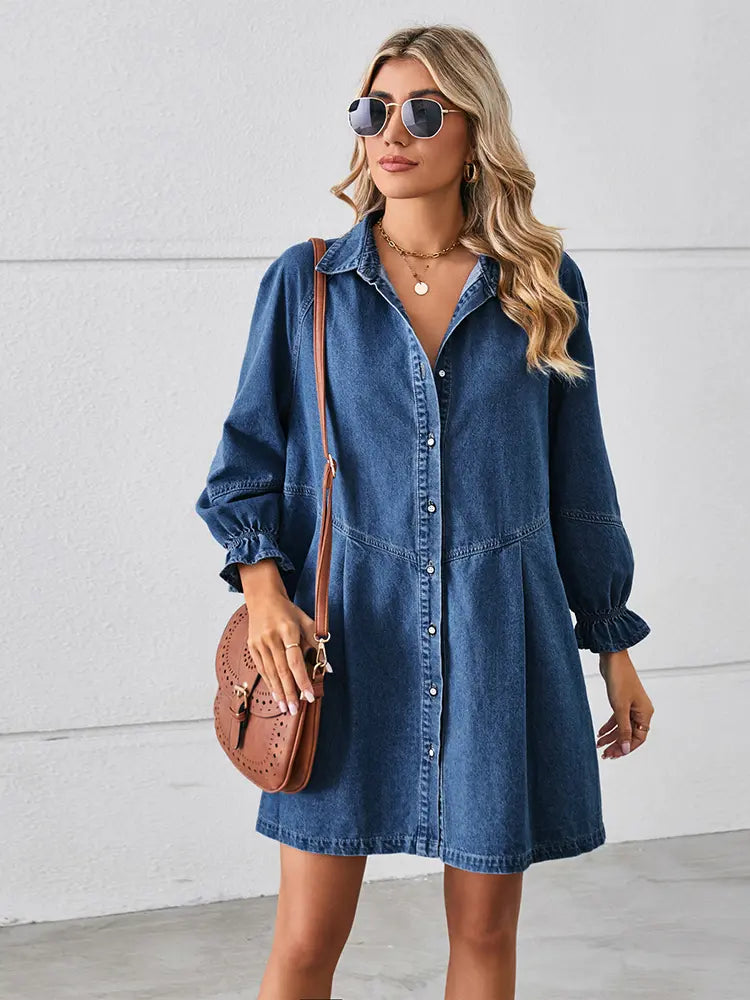 Robe ample en denim patchwork délavé 