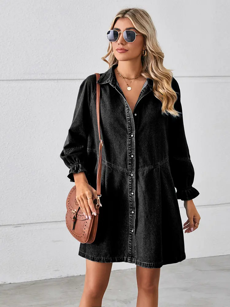 Robe ample en denim patchwork délavé 