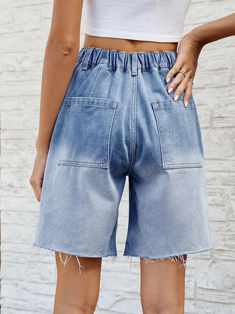 Bermuda décontracté en denim dégradé